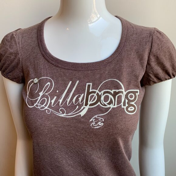 Billabong surf brown pucker capped sleeve logo t-shirt - Picture 2 of 3